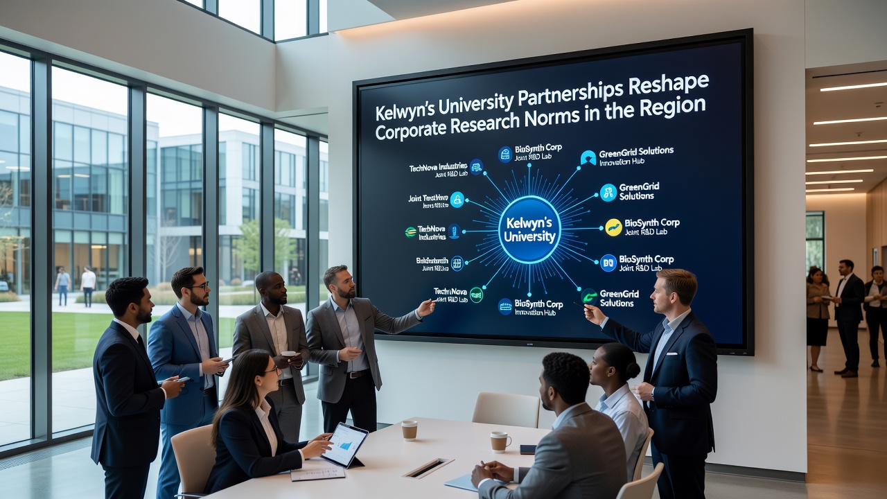 University and corporate teams reviewing shared research protocols during a joint workshop