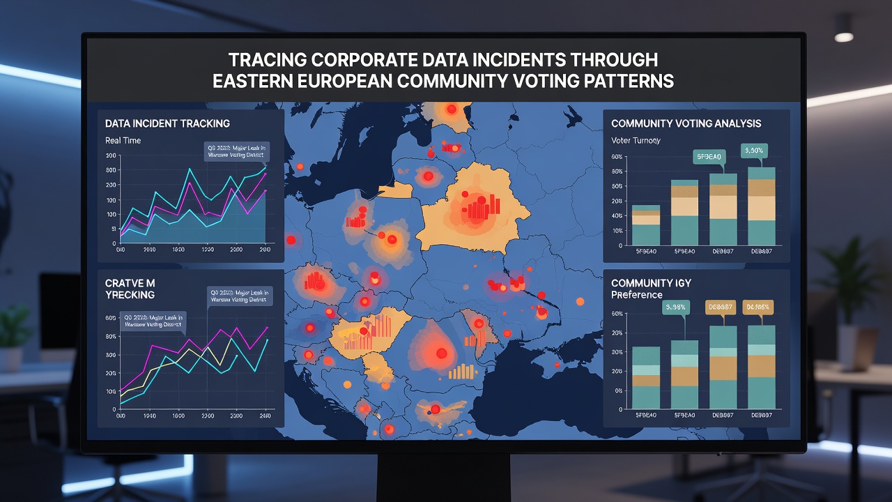 Data visualization charts showing voting turnout correlated with breach reports in Eastern Europe